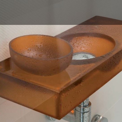 Hamam Waschbecken Mini mit Wasserschale | Kunstharz bernsteinfarben