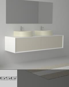 GSG | Milano | Unterschrank für Aufsatzwaschbecken mit 2 Auszügen | 180cm (ohne Waschbecken)