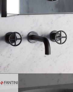 Fantini 3-Loch Wandarmatur Fontane Bianche | Salvatori + Fantini | Matt Gun Metal PVD