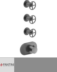 3 Wege-Thermostat P3 vertikal | Salvatori + Fantini | Matt Gun Metal PVD