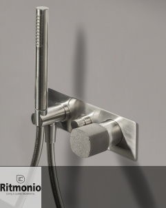 Unterputz-Duschenmischer Haptic | Nickel gebürstet | Griff aus Beton