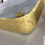Aufsatz-Waschschale Giò 43 | weiß / gold sand (069) |  | mit dünnem Rand