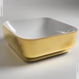Aufsatz-Waschschale Giò 43 | weiß / Peel gold (057) | mit dünnem Rand