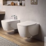 Wand-WC und Bidet Serie Faster Rimless | Soft Close Sitz "Slim" | Ausführung weiß | spülrandlos