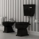 Ellade Stand-WC mit Bodenabgang | mit Wandspülkasten | schwarz glänzend
