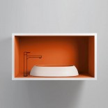 Axaone Aufsatzwaschschale Vis | 82x38x16 | weiß matt / arancio glänzend