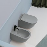 Axa Wand-WC und Bidet Serie Eva | spülrandlos | 55cm | mit WC-Sitz | grau matt