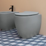 Axa Stand-WC mit Bidet Glomp | spülrandlos | 51cm | mit WC-Sitz | grao matt