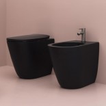Axa Stand-WC und Bidet Serie Eva | spülrandlos | 55cm | mit WC-Sitz | schwarz matt