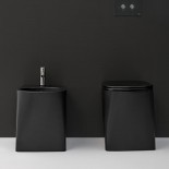 Axa Stand-WC und Bidet Serie DP | spülrandlos | 50cm | mit WC-Sitz  | schwarz matt