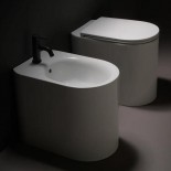 Axa Stand-WC und Bidet Delano | spülrandlos | 54cm | mit WC-Sitz | weiß glänzend