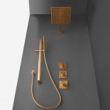 Treemme | 3/4" Thermostatarmatur für die Serie Line | gold gebürstet | 2 Abgänge  (Kopfbrause und Brausestange separat zu bestellen)