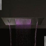 Regenbrause mit Wasserfall und Licht | Einbaudeckenbrausepaneel 70x38 cm | edelstahl poliert