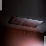 doppelte Regenbrause mit Licht | Einbaudeckenbrausepaneel 70x38 cm | (ausgelisteter Artikel) edelstahl poliert