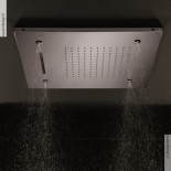 Regenbrause mit Wasserfall und Nebeldüsen | Einbaudeckenbrausepaneel 50x50 cm | edelstahl poliert