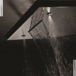 Regenbrause mit Wasserfall und Nebeldüsen | Einbaudeckenbrausepaneel 50x50 cm | edelstahl poliert